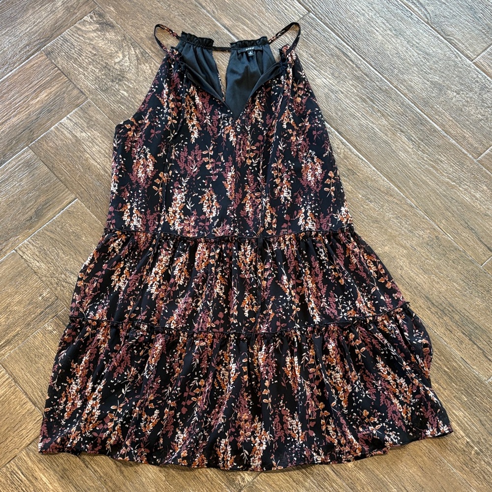 DREW Black Floral-Trim Dress